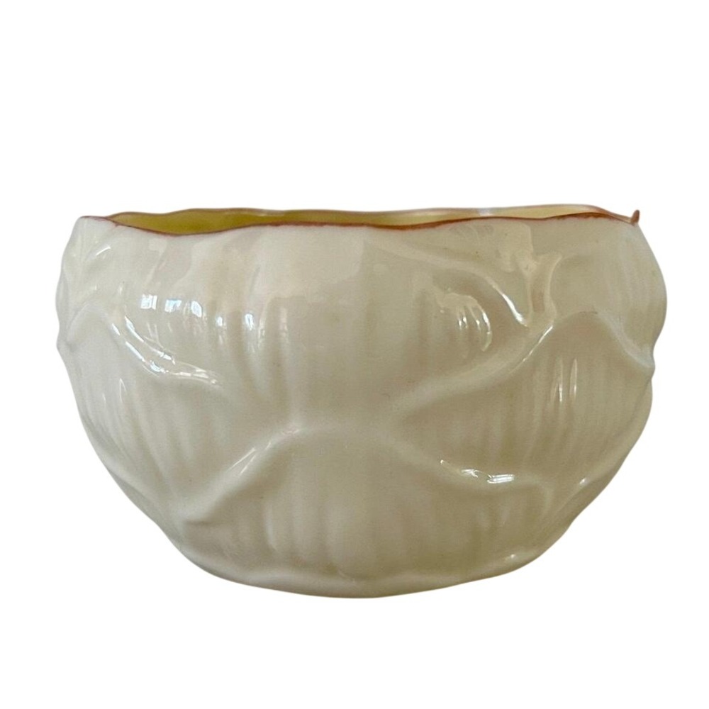 Vintage Antique Belleek Porcelain Third Black Mark Lily Pattern Sugar Dish Bowl